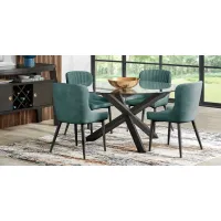 Hollybrooke Black 5 Pc Round Dining Room with Ink Chairs