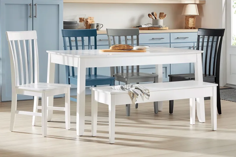 Concord White 6 Pc Storage Dining Room with Multicolor Slat Back Chairs