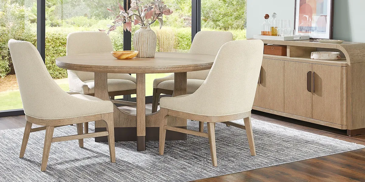Halverson Honey 6 Pc Round Dining Room with Arm Chairs