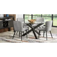 Hollybrooke Black 5 Pc Round Dining Room with Gray Chairs