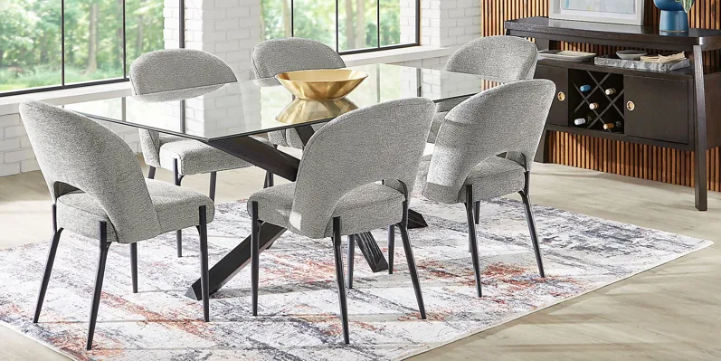 Hollybrooke Black 5 Pc Dining Room with Charcoal Chairs