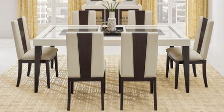 Savona Ivory 8 Pc Rectangle Dining Room with Wood Back Chairs