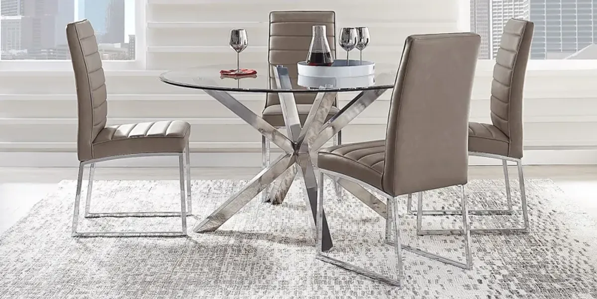 Linton Park Silver 5 Pc Round Dining Set with Gray Chairs