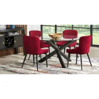 Hollybrooke Black 5 Pc Round Dining Room with Bordeaux Chairs