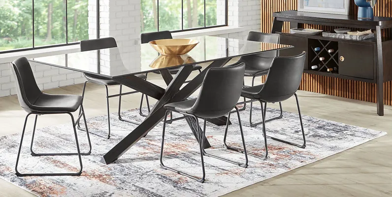 Hollybrooke Black 5 Pc Dining Room with Gray Chairs