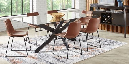 Hollybrooke Black 5 Pc Dining Room with Brown Chairs