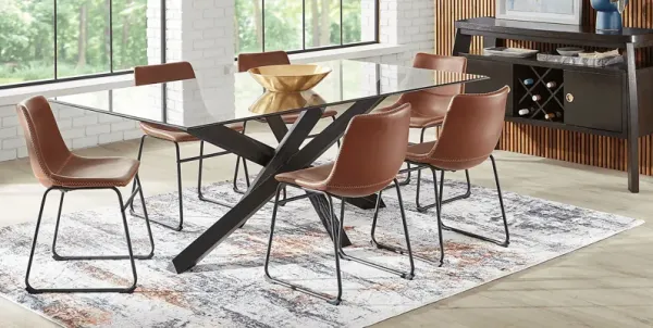 Hollybrooke Black 5 Pc Dining Room with Brown Chairs