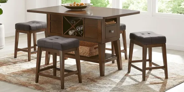 Walstead Place Brown 6 Pc Counter Height Dining Room with Brown Kyoto Stools