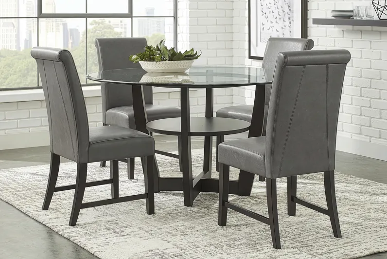 Ciara Espresso 5 Pc 54" Round Dining Room with Gray Chairs