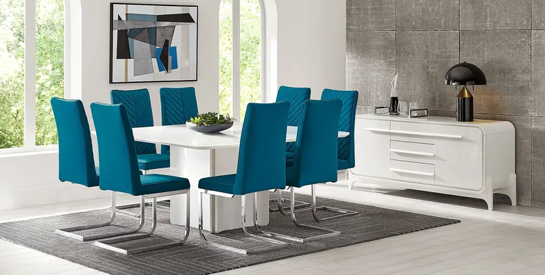 Tobian White 9 Pc Dining Room w/ Waycroft Side Chairs