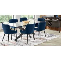 Hollybrooke Black 5 Pc Dining Room with Navy Chairs