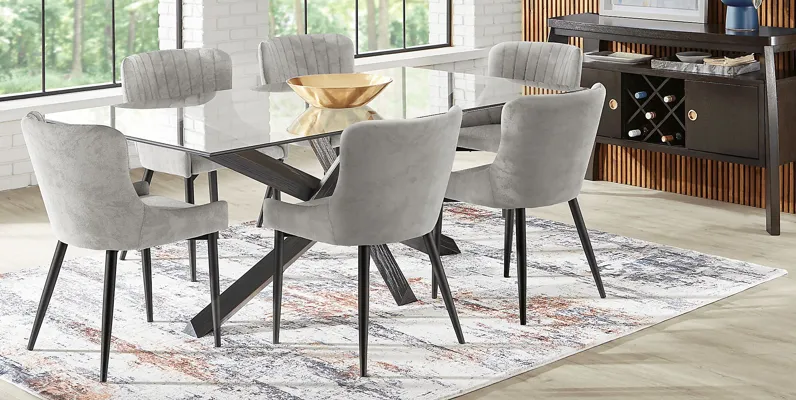 Hollybrooke Black 5 Pc Dining Room with Gray Chairs