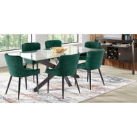 Hollybrooke Black 5 Pc Dining Room with Emerald Chairs