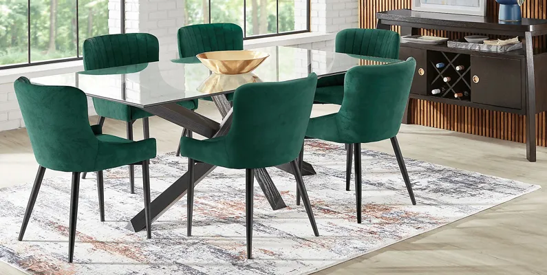 Hollybrooke Black 5 Pc Dining Room with Emerald Chairs