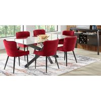 Hollybrooke Black 5 Pc Dining Room with Bordeaux Chairs
