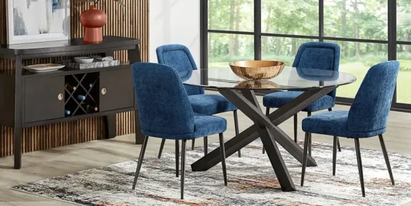 Hollybrooke Black 5 Pc Round Dining Room with Midnight Chairs