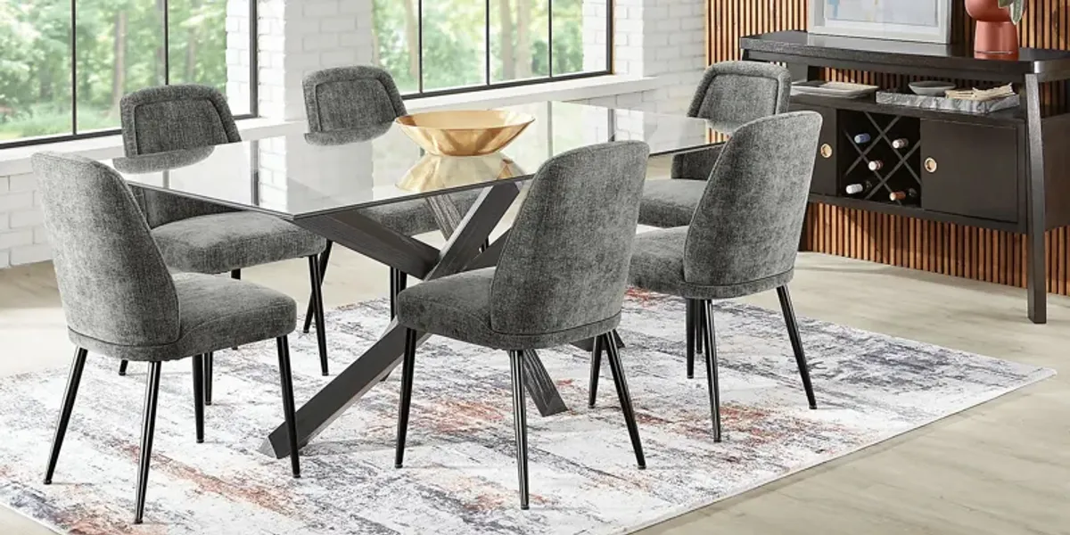 Hollybrooke Black 5 Pc Dining Room with Charcoal Chairs