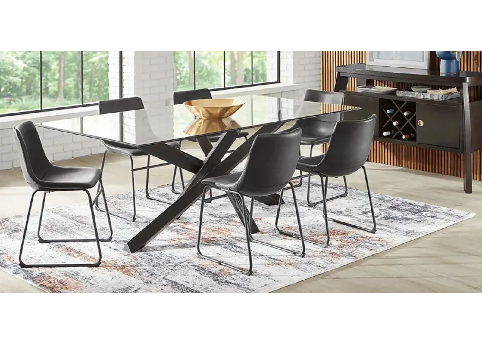 Hollybrooke Black 7 Pc Dining Room with Gray Chairs