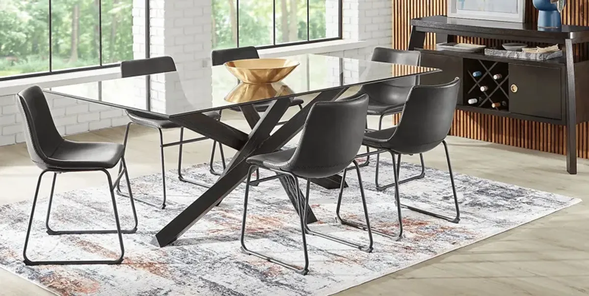 Hollybrooke Black 7 Pc Dining Room with Gray Chairs