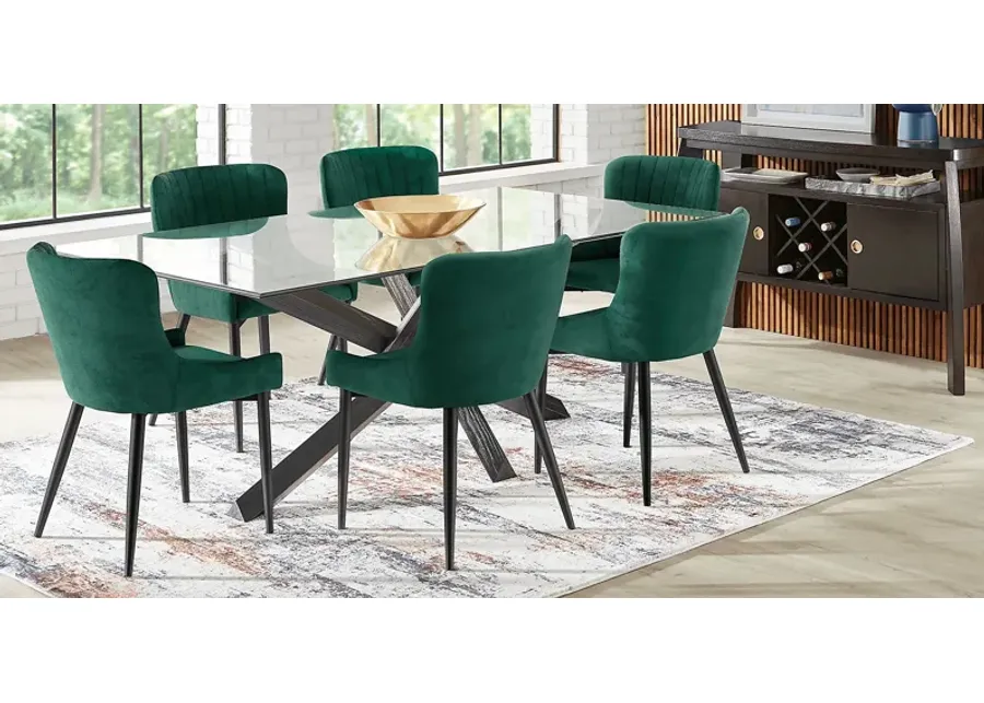 Hollybrooke Black 7 Pc Dining Room with Emerald Chairs