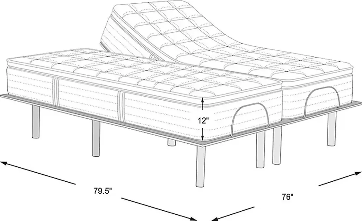 Therapedic Milford Split King Mattress with Head Up Only Base