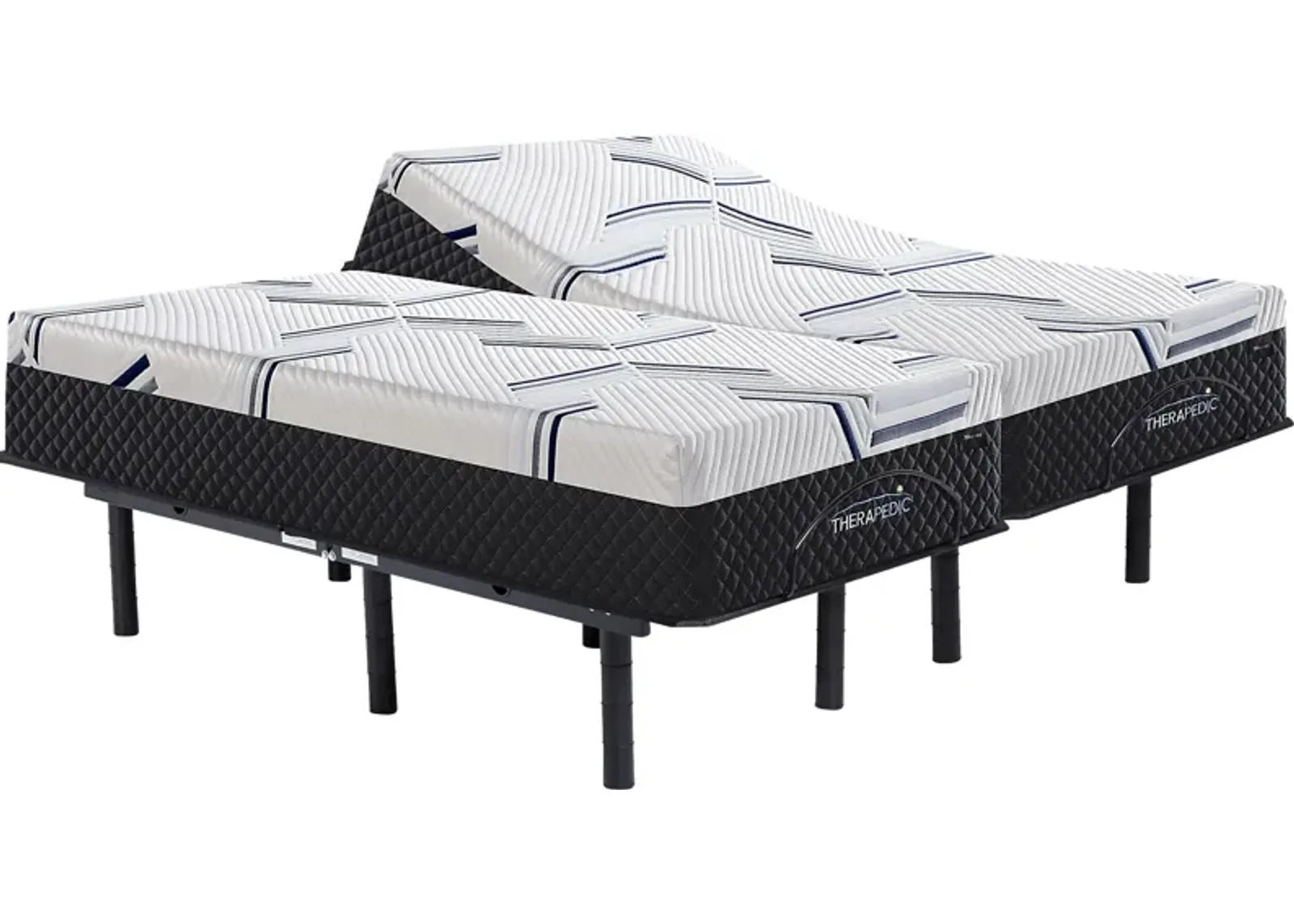 Therapedic Seville Split King Mattress with Head Up Only Base