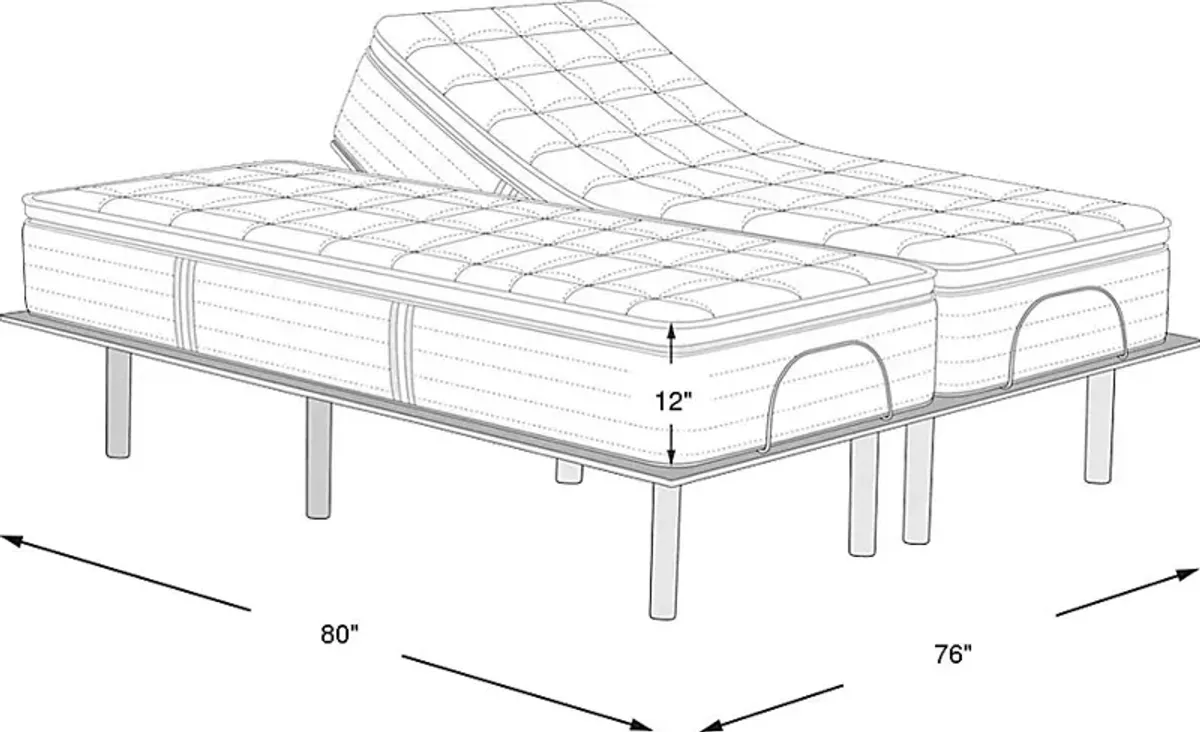 Tuft & Needle TN1 Split King Mattress Set with Head Up Only Base