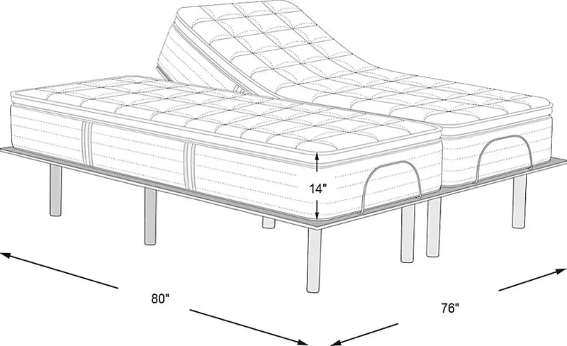 Therapedic Topaz Split King Mattress with Head Up Only Base