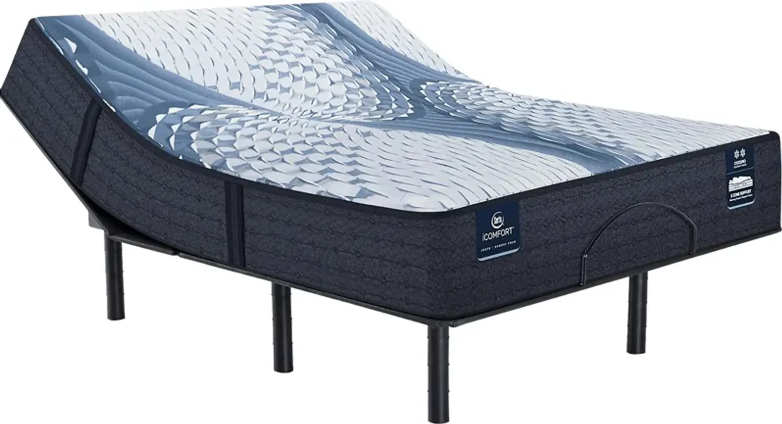 iComfort Elana Firm Split King Mattress Set with Head Up Only Base