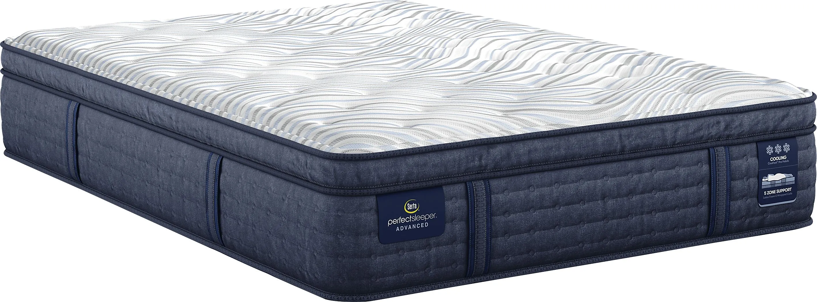 Serta Perfect Sleeper Advanced Plush Pillow Top Split King Mattress Set with Head Up Only Base