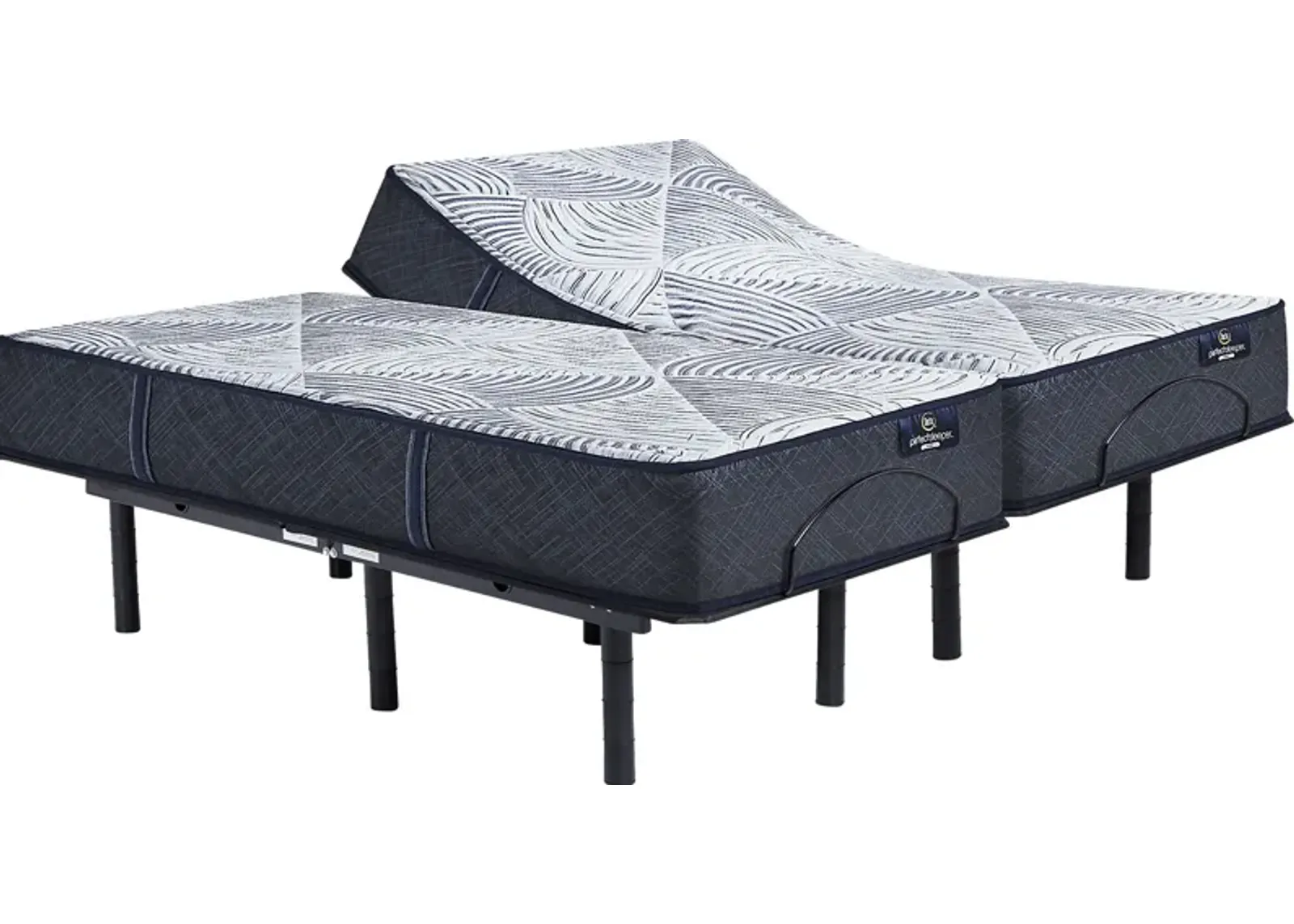 Serta Perfect Sleeper Hybrid Cobalt Bliss Split King Mattress with Head Up Only Base