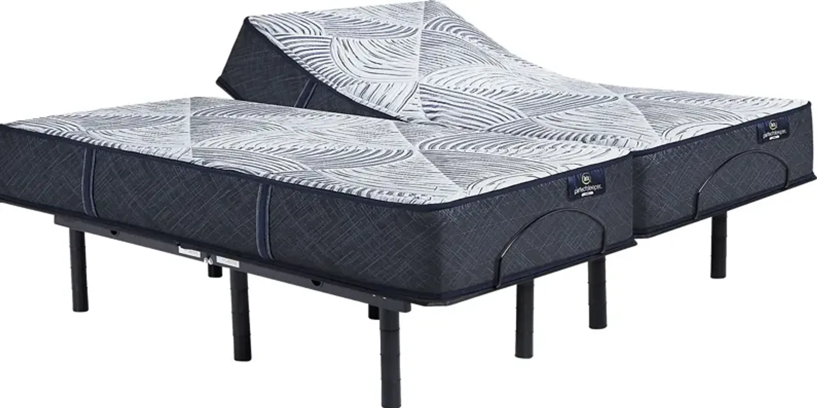 Serta Perfect Sleeper Hybrid Cobalt Bliss Split King Mattress with Head Up Only Base