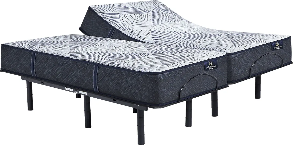 Serta Perfect Sleeper Hybrid Cobalt Bliss Split King Mattress with Head Up Only Base