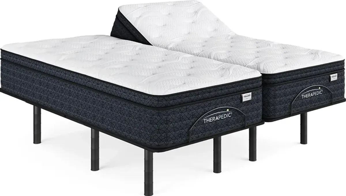 Therapedic Mystic Split King Mattress with Head Up Only Base