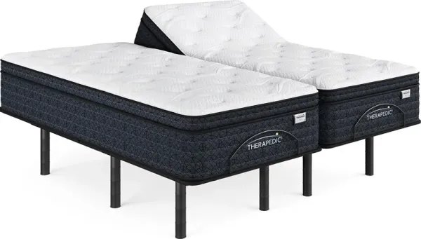 Therapedic Mystic Split King Mattress with Head Up Only Base