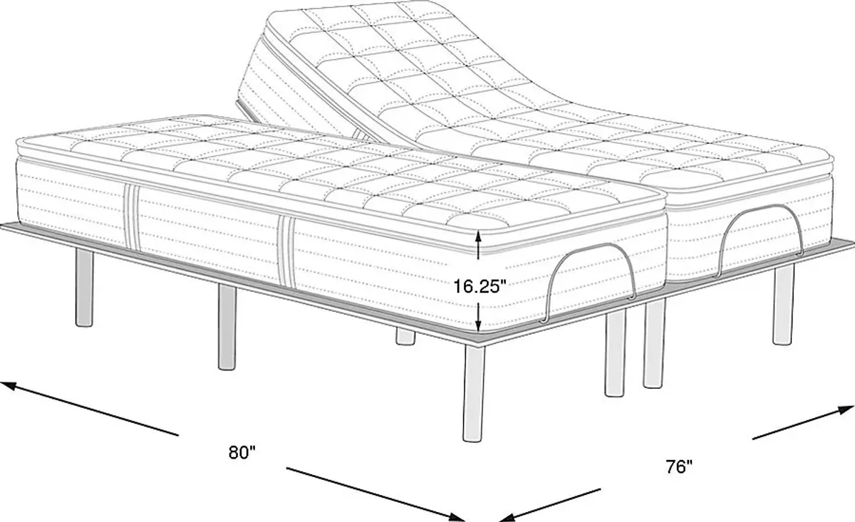 Beautyrest World Class Level Four Plush Pillow Top Split King Mattress Set with Head Up Only Base