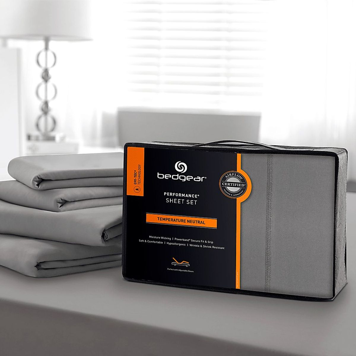 Dri-Tec Performance Grey 4 Pc King/California King Bed Sheet Set