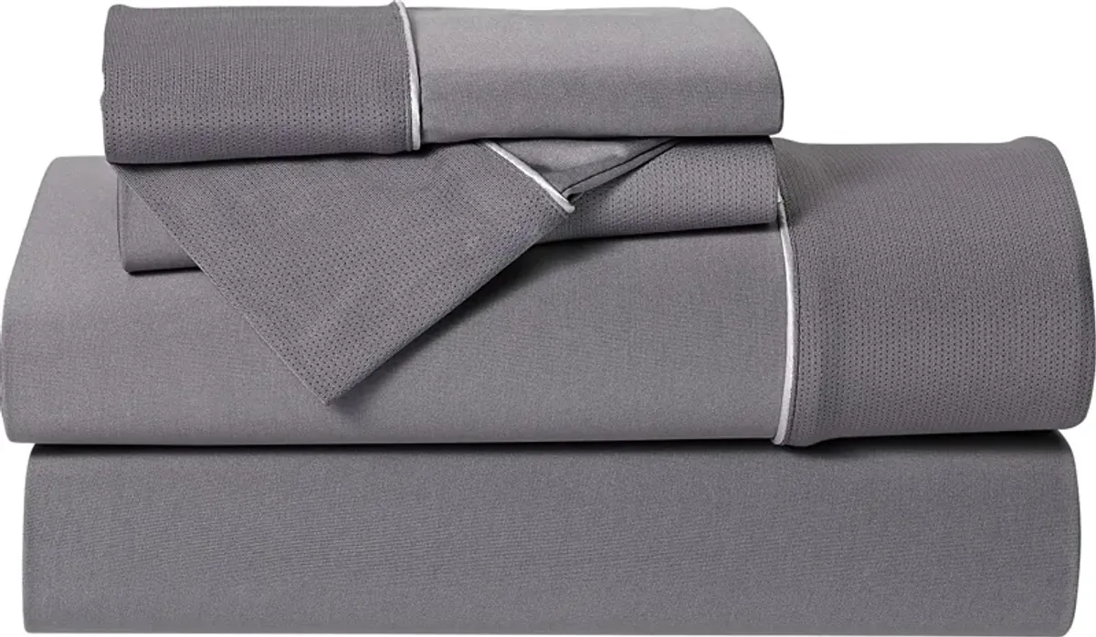 Dri-Tec Performance Grey 5 Pc Split King/Split California King Bed Sheet Set