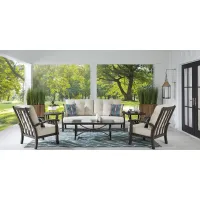 Lake Breeze Aged Bronze Outdoor 4 Pc Seating Set with Parchment Cushions