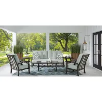 Lake Breeze Aged Bronze Outdoor 4 Pc Seating Set with Mist Cushions