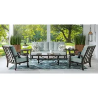 Lake Breeze Aged Bronze 4 Pc Outdoor Seating Set with Mist Cushions