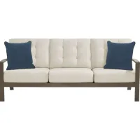 Torio Brown Outdoor Sofa with Oatmeal Cushions