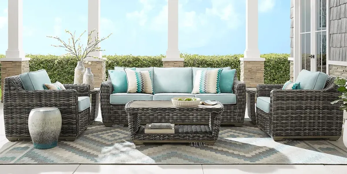 Montecello Gray 4 Pc Outdoor Seating Set with Mist Cushions