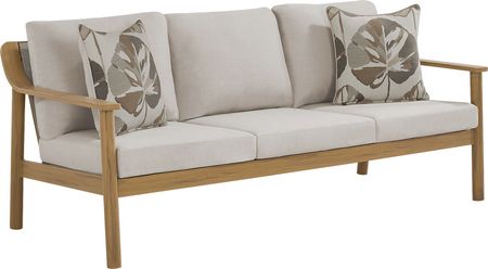 Logen Natural Outdoor Sofa with Beige Cushions
