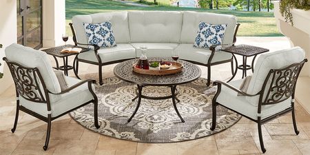Lake Como Antique Bronze 3 Pc Outdoor Sectional with Silk-Colored Cushions
