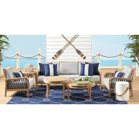 Riva Blonde 5 Pc Outdoor Seating Set with Dove Cushions