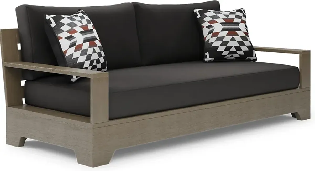 Lake Tahoe Gray Outdoor Sofa with Charcoal Cushions