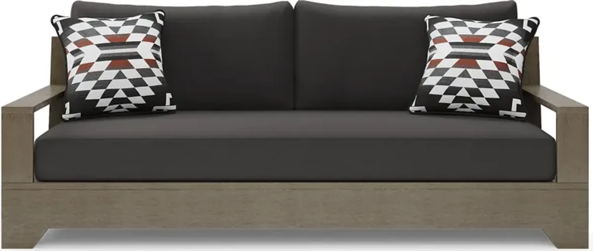 Lake Tahoe Gray Outdoor Sofa with Charcoal Cushions