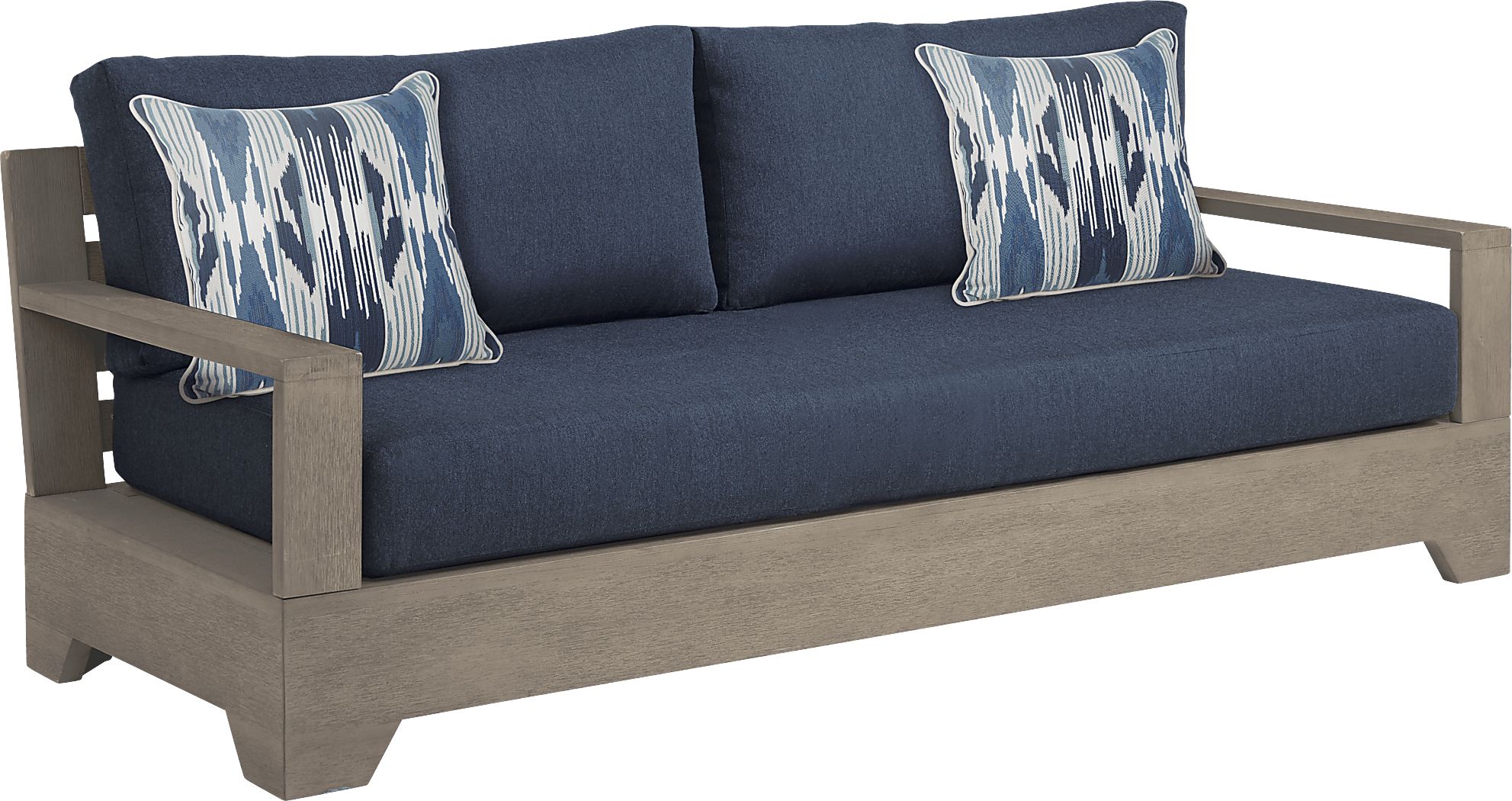 Cindy Crawford Home Lake Tahoe Gray Outdoor Sofa with Indigo Cushions