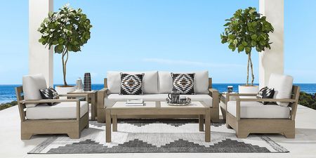 Lake Tahoe Gray Outdoor Sofa with Seagull Cushions